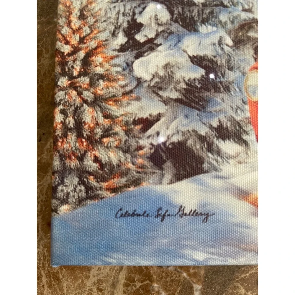 2 Celebrate Life Gallery LED Lighted Canvas Print Red Truck Snowy Forest Holiday